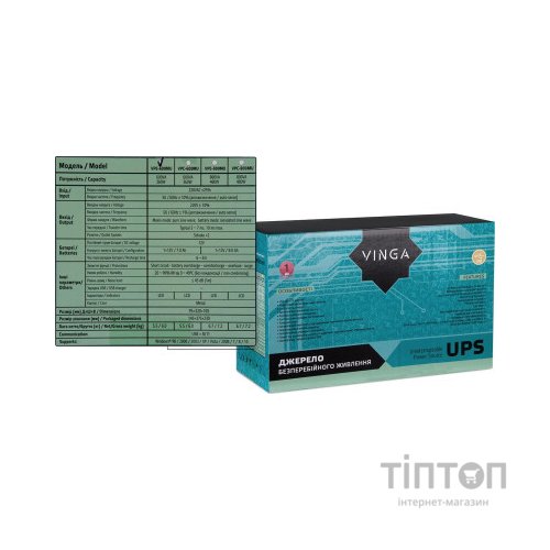 Пристрій безперебійного живлення Vinga LED 600VA metal case with USB (VPE-600MU)