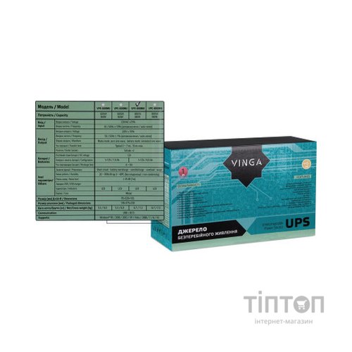 Пристрій безперебійного живлення Vinga LED 800VA metal case with USB (VPE-800MU)