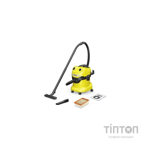 Пилосос будівельний Karcher WD 4 V-20/5/22, 1000Вт 20л, 6.8кг (1.628-209.0)