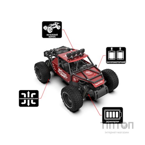 Радіокерована іграшка Sulong Toys OFF-ROAD CRAWLER - RACE (матовий червоний, метал. корпус, аккум.6V, 1:14) (SL-309RHMR)
