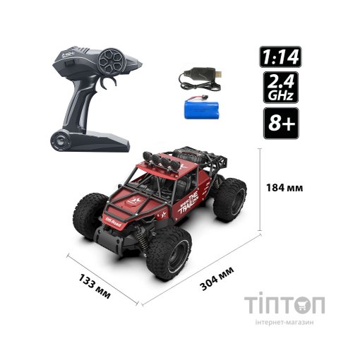 Радіокерована іграшка Sulong Toys OFF-ROAD CRAWLER - RACE (матовий червоний, метал. корпус, аккум.6V, 1:14) (SL-309RHMR)