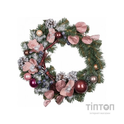 Різдвяний вінок YES! Fun Камелія 35 см прикрашений (904444)