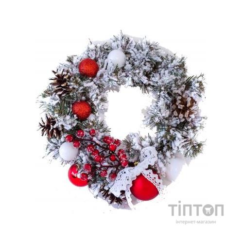 Різдвяний вінок YES! Fun Ностальгія 15 см Біло-зелений (903773)
