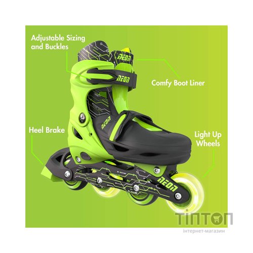 Роликові ковзани Neon Inline Green розмір 34-37 (NT08G4)