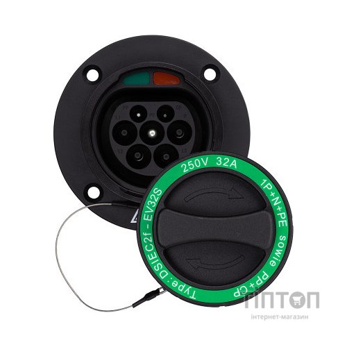 Розетка для заряджання електромобіля HiSmart Type 2 Mennekes (Male), 32A, 3-фазная (EV200252)