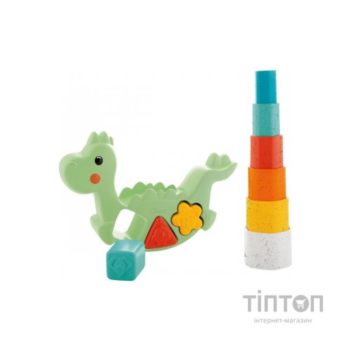 Розвиваюча іграшка Chicco сортер 2 в 1 Eco+ Динозавр, що балансує (10499.10)