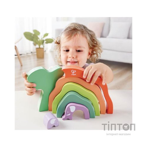 Розвиваюча іграшка Hape дерев'яна пірамідка Слоненя (E0489)