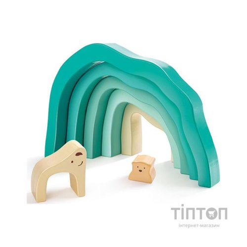 Розвиваюча іграшка Hape дерев'яна пірамідка Ведмедик (E0490)