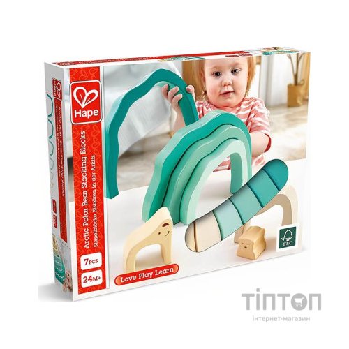 Розвиваюча іграшка Hape дерев'яна пірамідка Ведмедик (E0490)