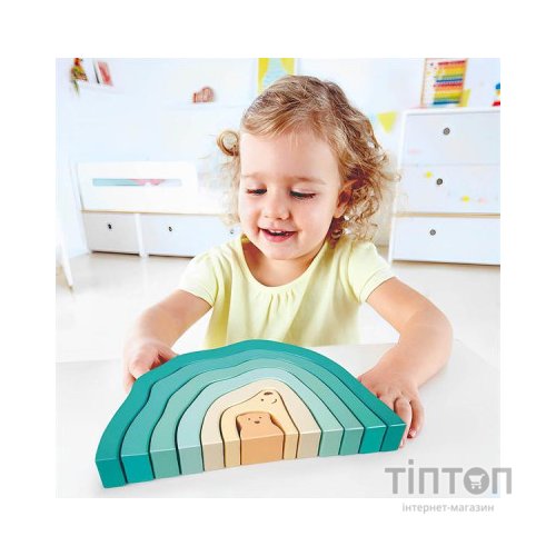 Розвиваюча іграшка Hape дерев'яна пірамідка Ведмедик (E0490)