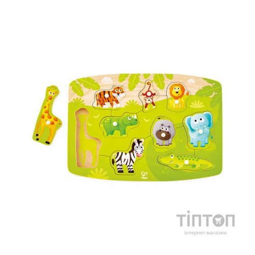 Розвиваюча іграшка Hape дерев'яна рамка-вкладиш Звірята з джунглів (E1405)