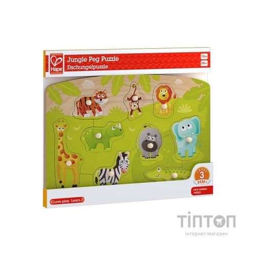 Розвиваюча іграшка Hape дерев'яна рамка-вкладиш Звірята з джунглів (E1405)