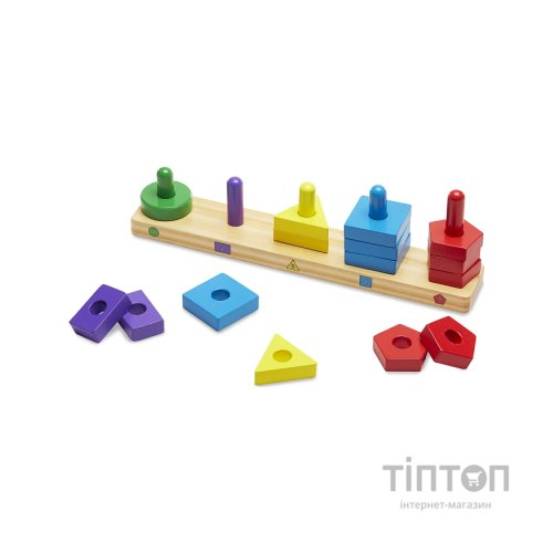 Розвиваюча іграшка Melissa&Doug дерев'яні пірамідки на платформі (MD10379)