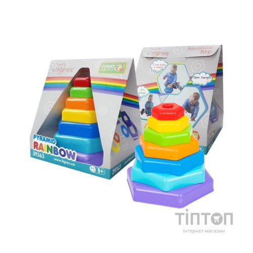 Розвиваюча іграшка Tigres Пірамідка-веселка в коробці (39363)