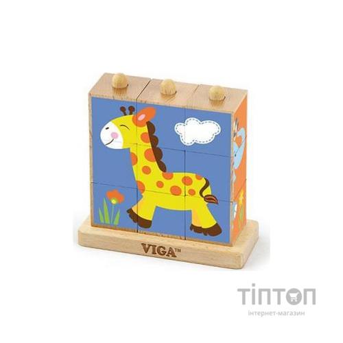 Розвиваюча іграшка Viga Toys Пазл-кубики вертикальний Сафарі (50834)