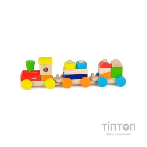 Розвиваюча іграшка Viga Toys Поїзд кольоровий із кубиків (51610)