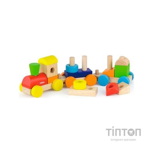 Розвиваюча іграшка Viga Toys Поїзд кольоровий із кубиків (51610)
