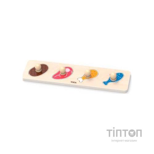 Розвиваюча іграшка Viga Toys Рамка-вкладиш з ручками М'ясо і риба (44533)