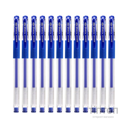Ручка гелева Baoke 0.5 мм, з грипом, синя, 12 шт (PC880D/F-blue)