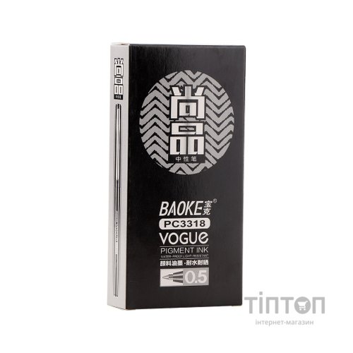 Ручка гелева Baoke Vogue 0.5 мм, чорна (PEN-BAO-PC3318-B)