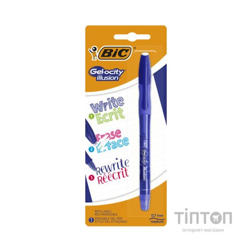 Ручка гелева Bic пиши -стирай Gel-Ocity illusion, синя (bc504895)