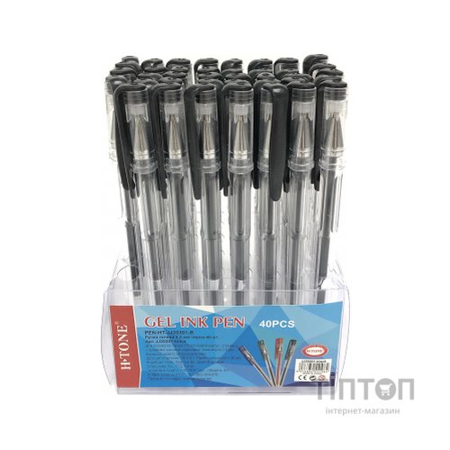 Ручка гелева H-Tone 0,5 мм, чорна, уп. 40 шт. (PEN-HT-JJ20201-B)