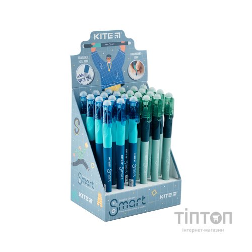 Ручка гелева Kite пиши-стирай Smart 4, синя в асортименті (K23-098-1)