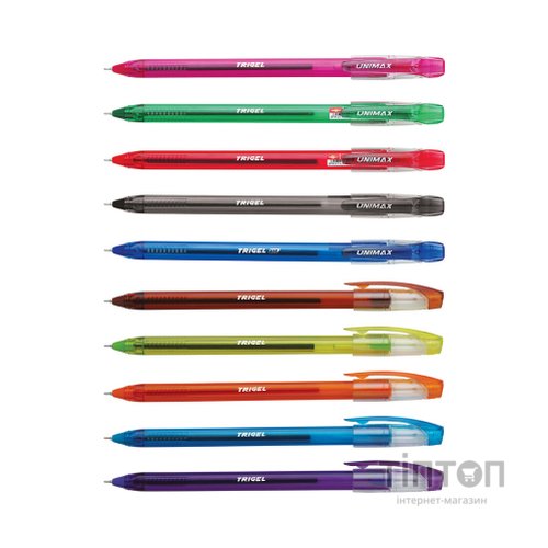 Ручка гелева Unimax набір Trigel-3 асорті кольорів 0.5 мм, 10 кольорів корпусу (UX-132-20)