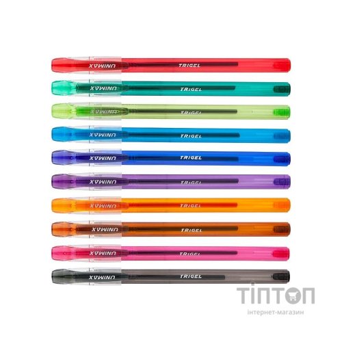 Ручка гелева Unimax набір Trigel-3 асорті кольорів 0.5 мм, 10 кольорів корпусу (UX-132-20)