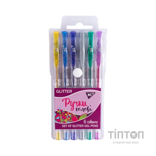 Ручка гелева Yes Glitter набір 6 шт (411702)