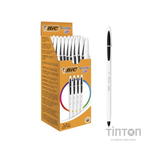 Ручка кулькова Bic Cristal Up з білим шестигранним корпусом Чорна (bc949880)