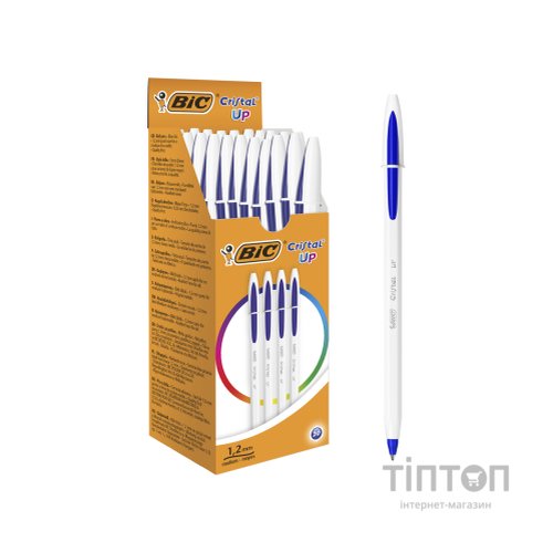 Ручка кулькова Bic Cristal Up з білим шестигранним корпусом Синя (bc949879)