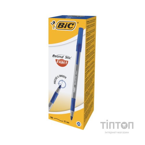 Ручка кулькова Bic Round Stic Exact овальний корпус з гумовим грипом Синя (bc918543)