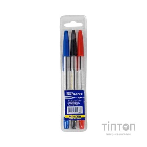 Ручка кулькова BUROMAX non-retractable, SET*3pcs JOBMAX Corvina (BM.8433)