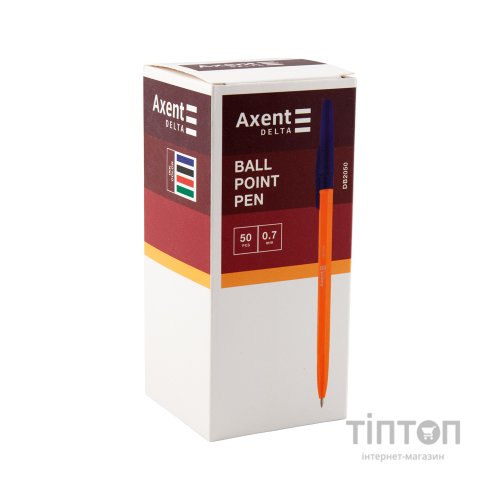 Ручка кулькова Delta by Axent Чорна 0.7 мм Жовтий корпус (DB2050-01)