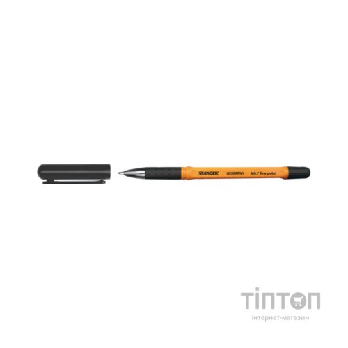 Ручка кулькова Stanger 0,7 мм, з грипом, чорна Fine point (18000300055)