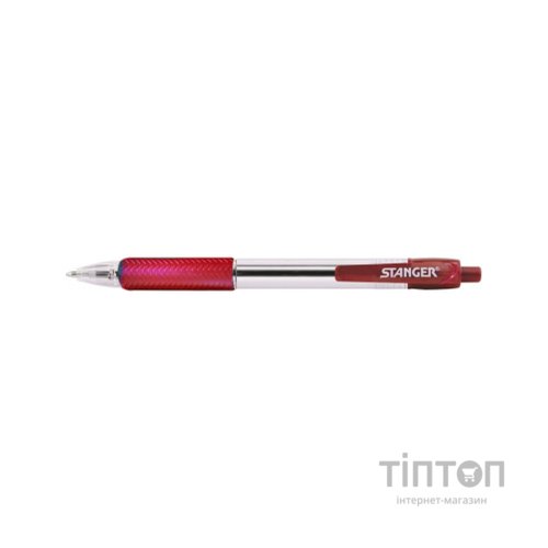 Ручка кулькова Stanger автоматична 1,0 мм, з грипом, червона (18000300040)