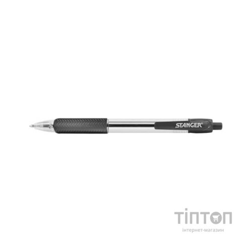 Ручка кулькова Stanger автоматична 1,0 мм, з грипом, чорна (18000300039)