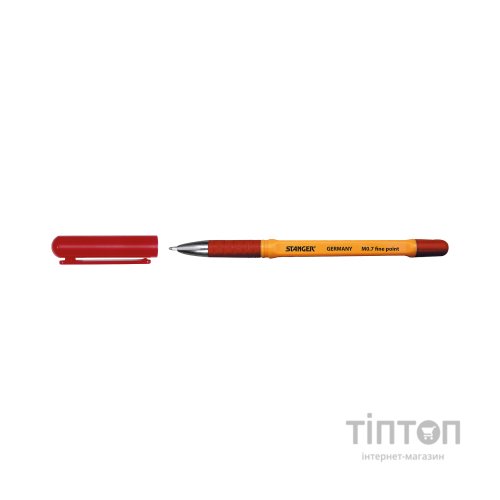 Ручка кулькова Stanger Fine point 0,7 мм, з грипом, червона, 10 шт (M 0.7-18000300057)