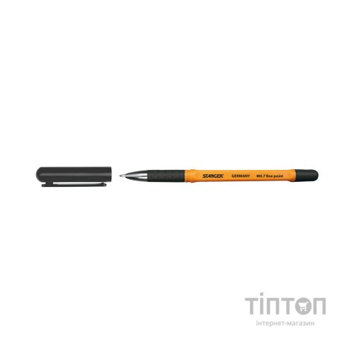 Ручка кулькова Stanger Fine point 0,7 мм, з грипом, зелена, 10 шт (M 0.7-18000300056)