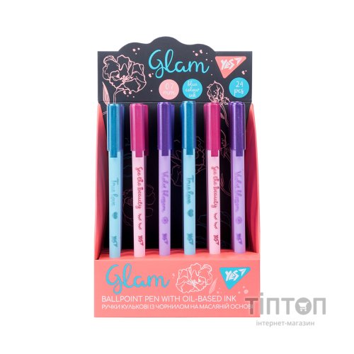 Ручка кулькова Yes Glam 0,7 мм синя (412014)