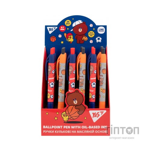 Ручка кулькова Yes Line Friends. Brown`s Sport Club автоматична 0,7 мм синя (412120)