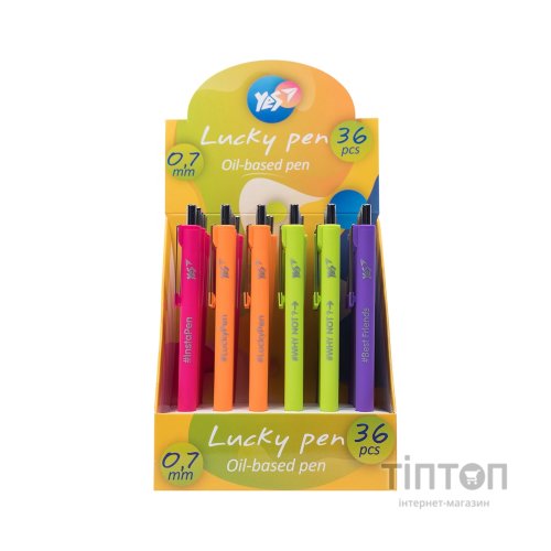 Ручка кулькова Yes Lucky Pen автоматична 0,7 мм синя (411967)