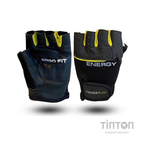 Рукавички для фітнесу PowerPlay 9058 Energy чорно-жовті M (PP_9058_M_Energy)