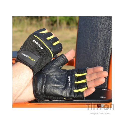 Рукавички для фітнесу PowerPlay 9058 Energy чорно-жовті M (PP_9058_M_Energy)