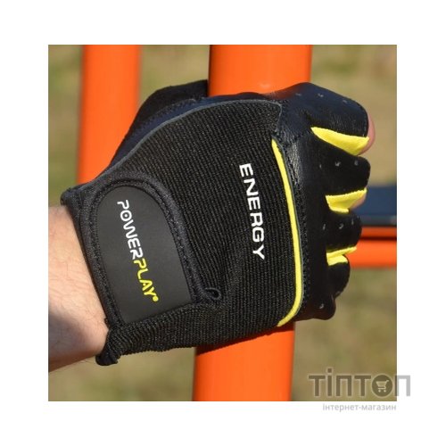 Рукавички для фітнесу PowerPlay 9058 Energy чорно-жовті M (PP_9058_M_Energy)