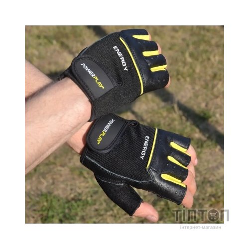 Рукавички для фітнесу PowerPlay 9058 Energy чорно-жовті M (PP_9058_M_Energy)