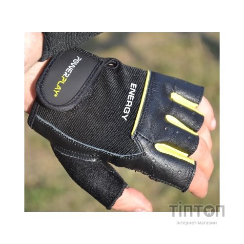 Рукавички для фітнесу PowerPlay 9058 Energy чорно-жовті M (PP_9058_M_Energy)