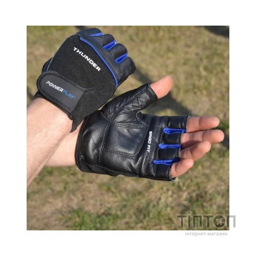 Рукавички для фітнесу PowerPlay 9058 Thunder чорно-сині M (PP_9058_M_Thunder)