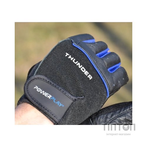 Рукавички для фітнесу PowerPlay 9058 Thunder чорно-сині M (PP_9058_M_Thunder)